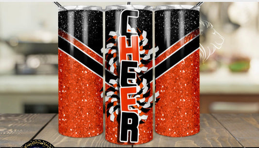 Orange and Black Cheer tumbler