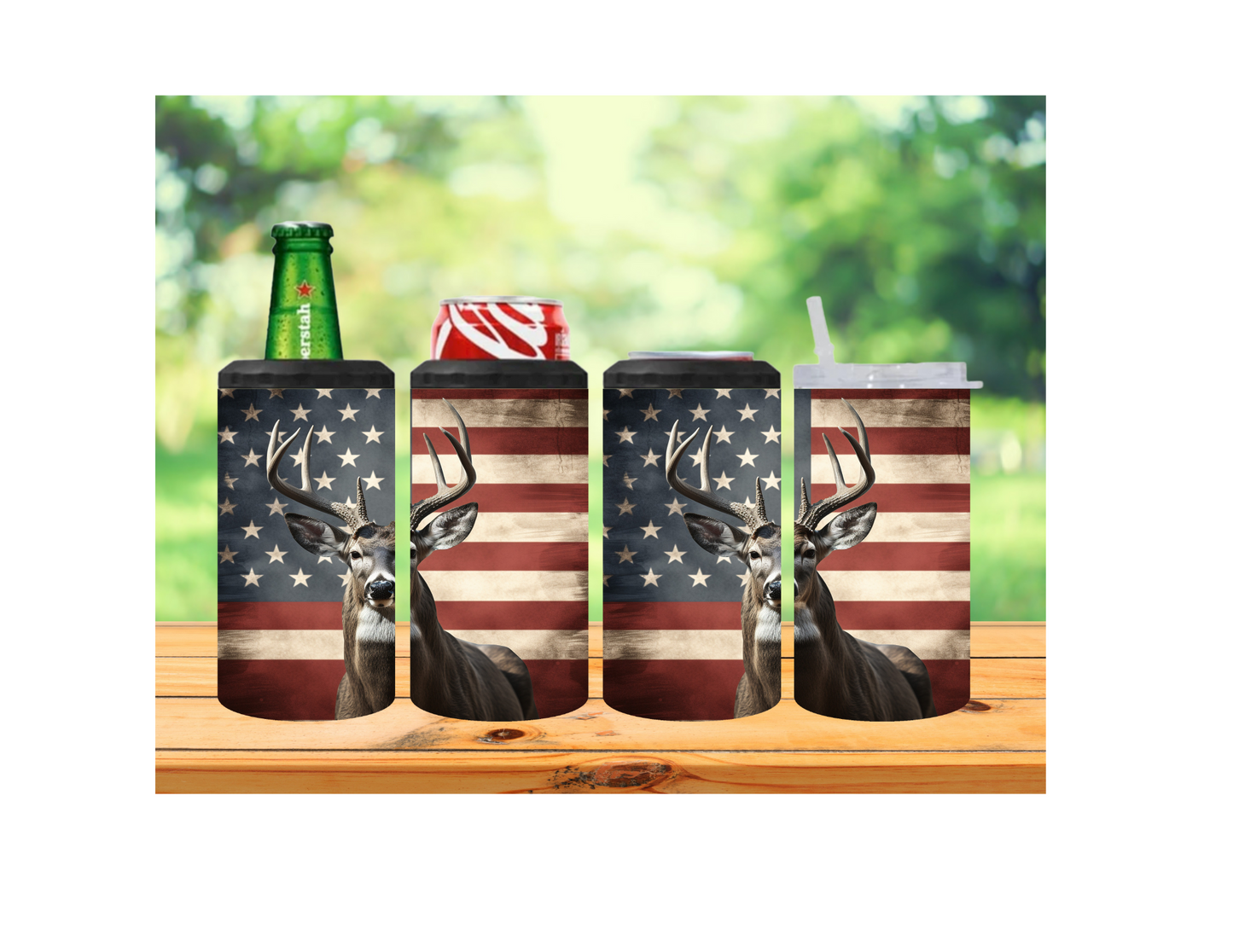 American Flag Deer Tumbler