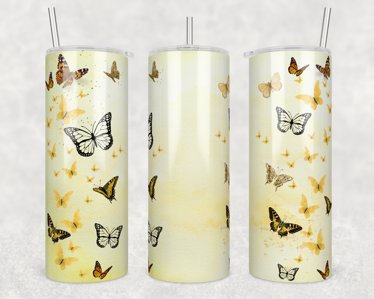 Yellow Butterfly Tumbler